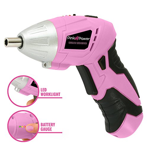 Pink Power Drill Set and Electric Screwdriver Tool Kit for Women's Pink Tool Set - 18V Cordless Drill with Bit Set, 3.6V Cordless Screwdriver with Tool Case for Ladies Home Tool Kit Power Tool