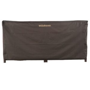 woodhaven 8 foot waterproof full cover - covers 1/2 cord outdoor firewood rack - reinforced vinyl with velcro straps - keeps logs dry (brown)