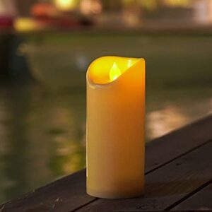 Homemory 3"x 7" Outdoor Waterproof Flameless Candles with Timers and Remote Control, Battery Operated Candles, LED Plastic Candles, Ivory, Set of 3