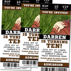 Football Birthday Party Ticket Invitations
