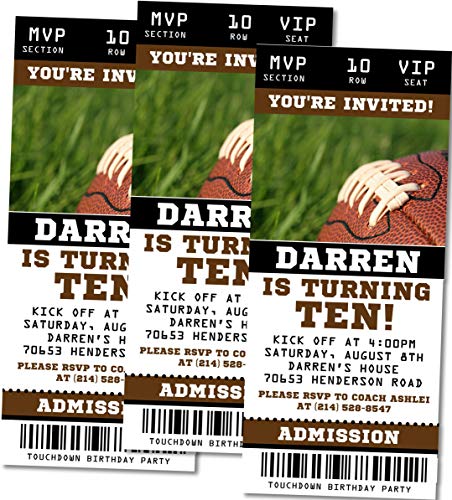 Football Birthday Party Ticket Invitations