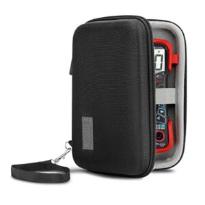 usa gear multimeter case with hard shell exterior and wrist strap - compatible with innova 3320 digital multimeter, crenova ms8233d, klein tools multi meter, and astroai multimeter 2000 - black