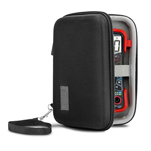 USA GEAR Multimeter Case with Hard Shell Exterior and Wrist Strap - Compatible with Innova 3320 Digital Multimeter, Crenova MS8233D, Klein Tools Multi Meter, and AstroAI Multimeter 2000 - Black