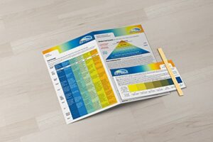 alkaline body balance informational 4-page brochure with food chart and free ph test strip