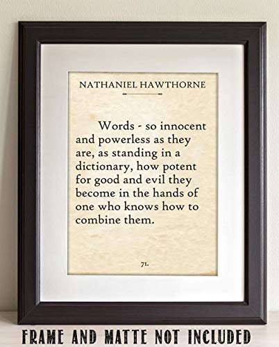 Nathaniel Hawthorne - Words - Inspirational Literary Quote Poster, Wall Art for Home School and Library Decor, Great Gift for Writers and Literature Lovers, 11x14 Unframed Typography Book Page Print