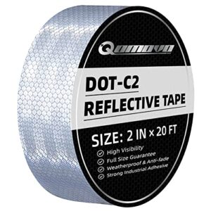 white high visibility dot-c2 reflective tape 2 inch x 20 feet safety warning conspicuity tape waterproof self-adhesive tape for trailer vehicles trucks vans bikes cargos helmets poles