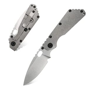 eafengrow ef225 pocket knife hunting knives d2 blade titanium handle with clip edc tools working camping knife(gray)