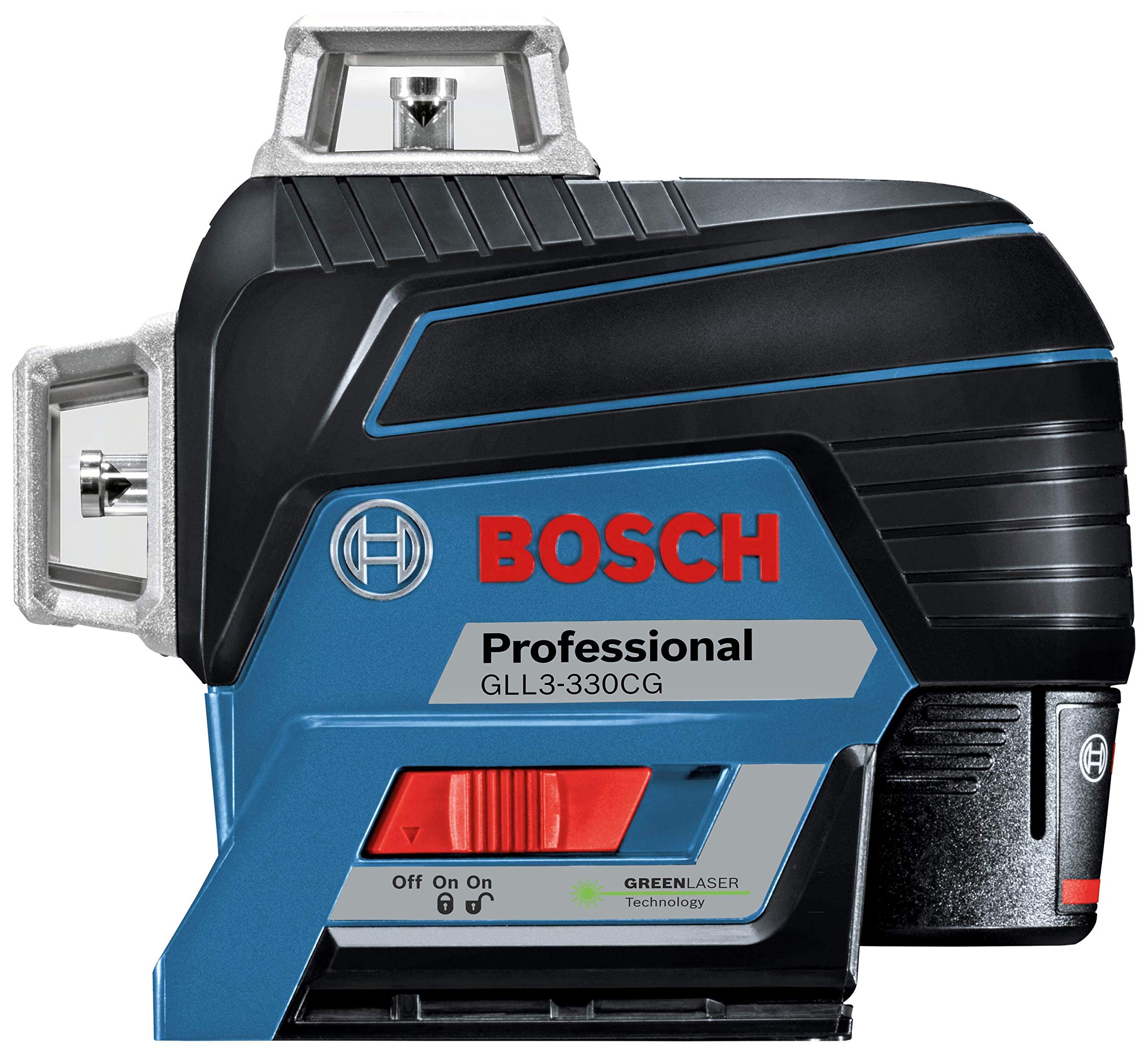 Bosch GLL3-330CG 200ft 360-Degree Green Beam Three-Plane Self-Leveling & Alignment-Line Laser with (1) 12V Max Lithium-Ion 2.0 Ah Battery Charger, BM1 Positioning Device Hard Carrying Case