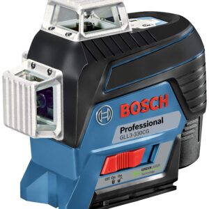 Bosch GLL3-330CG 200ft 360-Degree Green Beam Three-Plane Self-Leveling & Alignment-Line Laser with (1) 12V Max Lithium-Ion 2.0 Ah Battery Charger, BM1 Positioning Device Hard Carrying Case