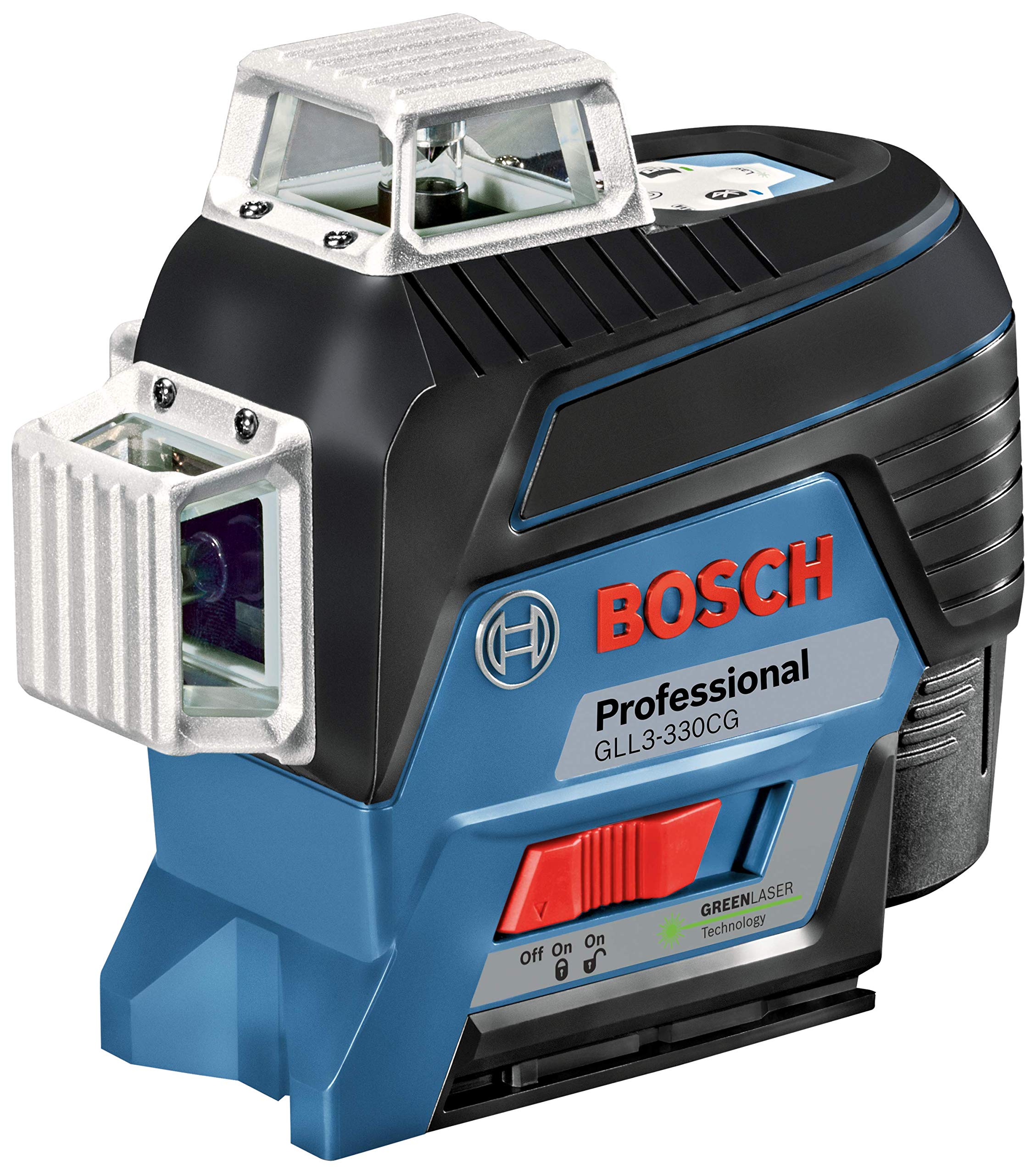 Bosch GLL3-330CG 200ft 360-Degree Green Beam Three-Plane Self-Leveling & Alignment-Line Laser with (1) 12V Max Lithium-Ion 2.0 Ah Battery Charger, BM1 Positioning Device Hard Carrying Case