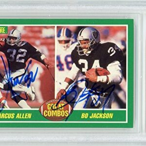 Marcus Allen Bo Jackson 1989 Score Football Great Combos Autograph Card #284 - BAS