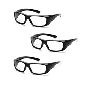 pyramex emerge full reader safety glasses sb7910d15 (3 pair) (+1.5 lens, black frame/clear lens)