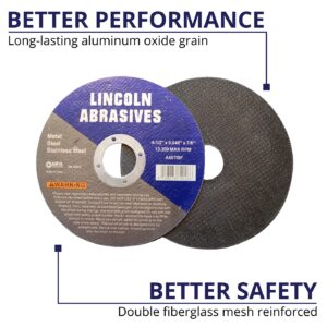 100 Pack 4.5" Cut-Off Wheels Lincoln Abrasives .040" Metal & Stainless Steel