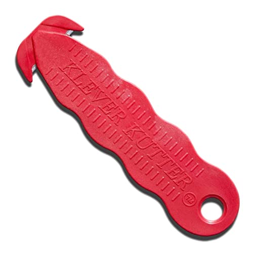 Klever Kutter, NSF Certified for Non-Splash Zone, Klever Innovations Stainless Steel Package Opener, Safety Cutter, Utility Knife, Red, 20/pk (KCJ-1RSS)