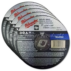 milwaukee 5 pack - 7 inch cut off blades for 7.25" circular saws - aggressive cutting for metal & stainless steel - 7" x .09 x 7/8-inch
