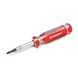 crescent 6-in-1 interchangeable bit screwdriver, red handle - cs61n
