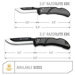 OUTDOOR EDGE 3.0" RazorLite EDC Knife. Pocket Knife with Replaceable Blades and Clip. Hunting Knife for Skinning Deer. Gray with 4 Blades