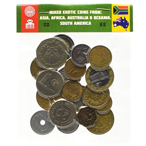 20 Exotic Coins from Asia, Middle East, Africa, Oceania, South America. Collectible Coins, Old Coins for Your Coin Album, Coin Bank or Coin Holders