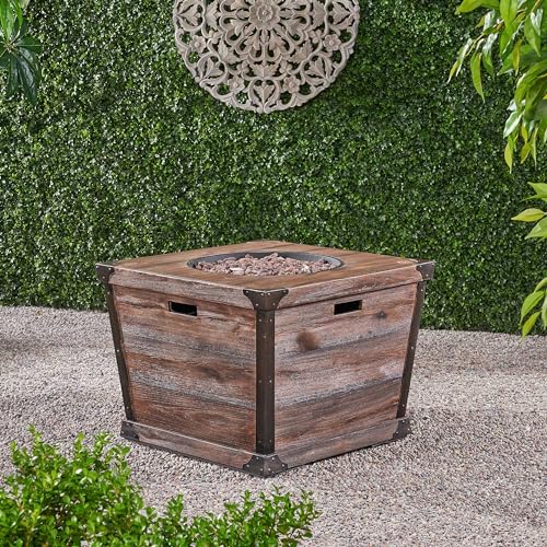 Christopher Knight Home Delaney Outdoor Square Firepit - 40,000 BTU, 32", Brown