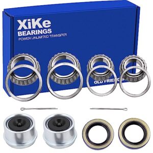 xike 2 set fits for 1-3/8'' to 1-1/16'' axles trailer wheel hub bearings kit, l68149/l68111 and l44649/l44610, 171255tb seal od 1.719'', dust cover and cotter pin, rotary quiet high speed and durable.
