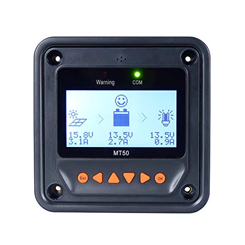 EPEVER Remote Meter MT50 for MPPT Solar Charge Controller LCD Display Monitoring Setting Reading for Tracer-AN, Triron-N, XTRA Series Regulator (MT-50 Remote Meter)