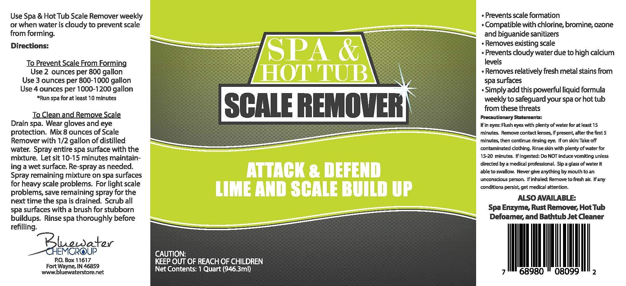 Spa & Hot Tub Scale Remover - Quart - Hot Tub & Spa Descaler, Scale Stain & Lime Stain Remover