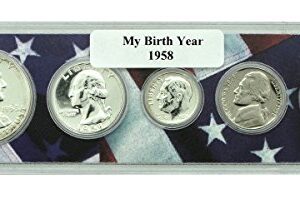 1958-5 Coin Birth Year Set in American Flag Holder Uncirculated