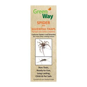 greenway spider & silverfish trap - 72 pre baited traps (12 pack of 6), ready to use heavy duty glue, safe, non-toxic with no insecticides or odor, eco friendly, kid and pet safe