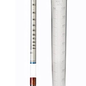 Specific Gravity Hydrometer 1.000-2.000 Dual Scale, by FEC Source. Test Flotation Solution for Fecal Egg Count, Worm Egg Flotation, Measure Liquid for Parasite Egg Flotation.100ml Test Tube Included