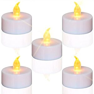 leosan tea lights flameless led candles:24 pack flickering warm yellow 200 hours battery operated powered tea light for party wedding birthday easter gifts and home decoration