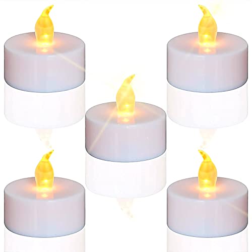 LEOSAN Tea Lights Flameless Led Candles:24 Pack Flickering Warm Yellow 200 Hours Battery Operated Powered Tea Light for Party Wedding Birthday Easter Gifts and Home Decoration