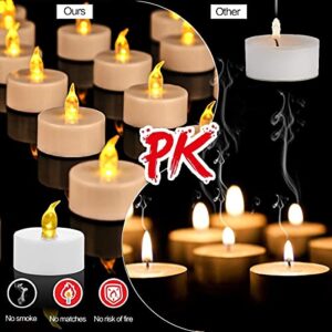 LEOSAN Tea Lights Flameless Led Candles:24 Pack Flickering Warm Yellow 200 Hours Battery Operated Powered Tea Light for Party Wedding Birthday Easter Gifts and Home Decoration