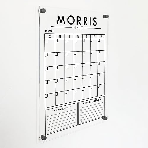 Clear Acrylic Family Calendar with Personalized Family Name and Bottom Sections