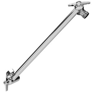 shower head extension arm by sparkpod - 11" solid brass shower arm extension with universal connection to showerheads - easily adjustable (luxury polished chrome)