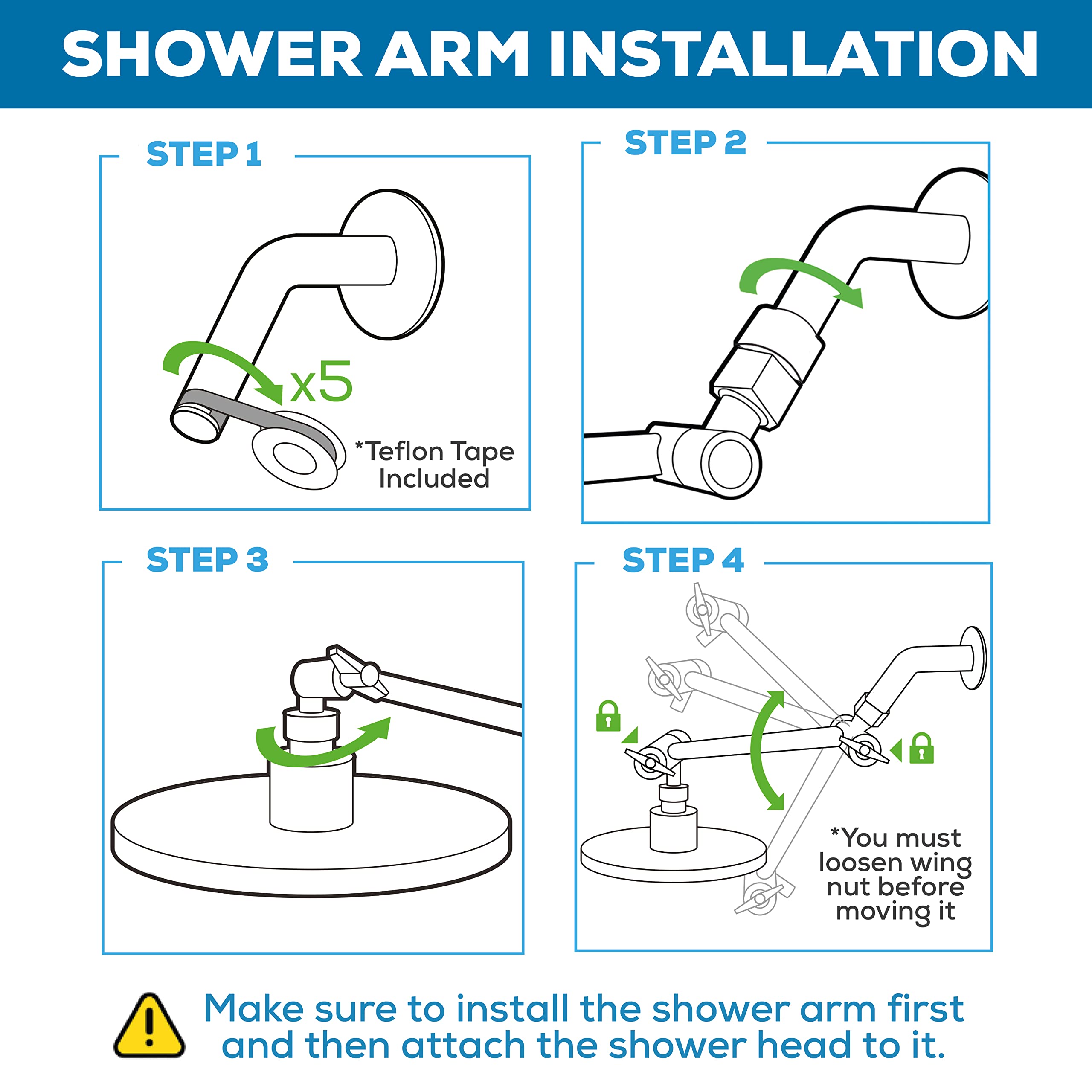 Shower Head Extension Arm by SparkPod - 11" Solid Brass Shower Arm Extension with Universal Connection to Showerheads - Easily Adjustable (Luxury Polished Chrome)