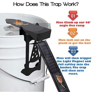 RinneTraps - 2 Pack Walk The Plank Mouse Trap | Bucket Mouse Trap | Mini Flip N Slide | 2 Free Ramps Included- Multi Catch, Auto Resetting | Humane | Catch and Release | Or Lethal