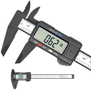 electronic digital caliper, plastic vernier caliper, caliper measuring tool with inch/millimeter conversion, extra large lcd screen, 0-6 inch/0-150 mm, auto off featured micrometer ruler