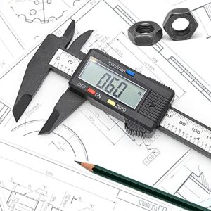 Electronic Digital Caliper, Plastic Vernier Caliper, Caliper Measuring Tool with Inch/Millimeter Conversion, Extra Large LCD Screen, 0-6 Inch/0-150 mm, Auto Off Featured Micrometer Ruler