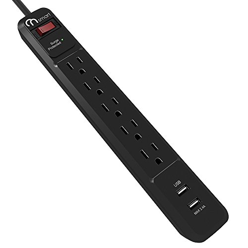 ONSMART USB Surge Protector Power Strip, 4 Multi Outlets with 2 USB Charging Ports, 3.4A Total Output-600J Surge Protector Power Bar, 6 ft Long UL Cord, Wall Mount (Black)