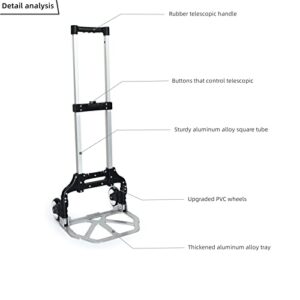 TargetEvo Folding Hand Truck, Aluminum Dolly Cart with Wheels, 170 lbs Capacity Luggage Cart with Rope & Hook for Indoor Outdoor Moving Travel