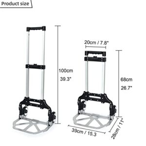 TargetEvo Folding Hand Truck, Aluminum Dolly Cart with Wheels, 170 lbs Capacity Luggage Cart with Rope & Hook for Indoor Outdoor Moving Travel