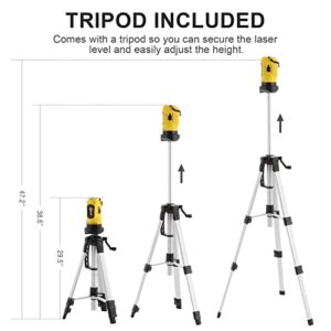 ZELCAN Line Laser Level with Tripod, Auto Leveling Kit Combo with Horizontal/Vertical/Cross-Line, Dual-module Self-Leveling Laser Alignment Tool Set for Hanging Pictures