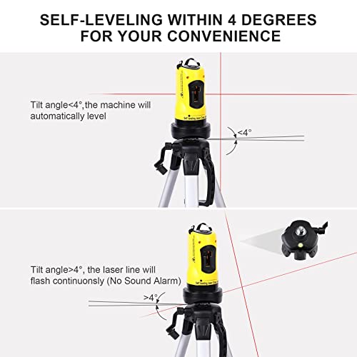 ZELCAN Line Laser Level with Tripod, Auto Leveling Kit Combo with Horizontal/Vertical/Cross-Line, Dual-module Self-Leveling Laser Alignment Tool Set for Hanging Pictures