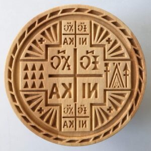 GRECIAN Stamp For The Holy Bread Orthodox Liturgy/Wooden Hand Carved Traditional Prosphora ΙΣ ΧΣ NIKA IC XC NIKA ІС ХС НІКА НИКА GREEK (Diameter: 3.15-7.87 inches / 80-200 mm)