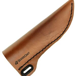 BeaverCraft Knife Leather Sheath SH1 6" x 2.4" Fixed Blade Knife Leather Sheath for Fixed Blade Knives Belt Fits up to 3.5" Blade Knives Genuine Brown Leather Case