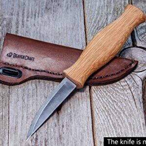 BeaverCraft Knife Leather Sheath SH1 6" x 2.4" Fixed Blade Knife Leather Sheath for Fixed Blade Knives Belt Fits up to 3.5" Blade Knives Genuine Brown Leather Case