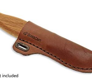 BeaverCraft Knife Leather Sheath SH1 6" x 2.4" Fixed Blade Knife Leather Sheath for Fixed Blade Knives Belt Fits up to 3.5" Blade Knives Genuine Brown Leather Case