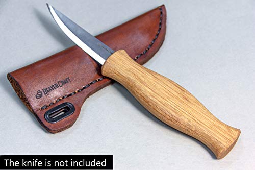 BeaverCraft Knife Leather Sheath SH1 6" x 2.4" Fixed Blade Knife Leather Sheath for Fixed Blade Knives Belt Fits up to 3.5" Blade Knives Genuine Brown Leather Case