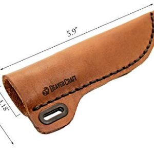 BeaverCraft Knife Leather Sheath SH1 6" x 2.4" Fixed Blade Knife Leather Sheath for Fixed Blade Knives Belt Fits up to 3.5" Blade Knives Genuine Brown Leather Case