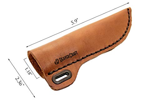 BeaverCraft Knife Leather Sheath SH1 6" x 2.4" Fixed Blade Knife Leather Sheath for Fixed Blade Knives Belt Fits up to 3.5" Blade Knives Genuine Brown Leather Case